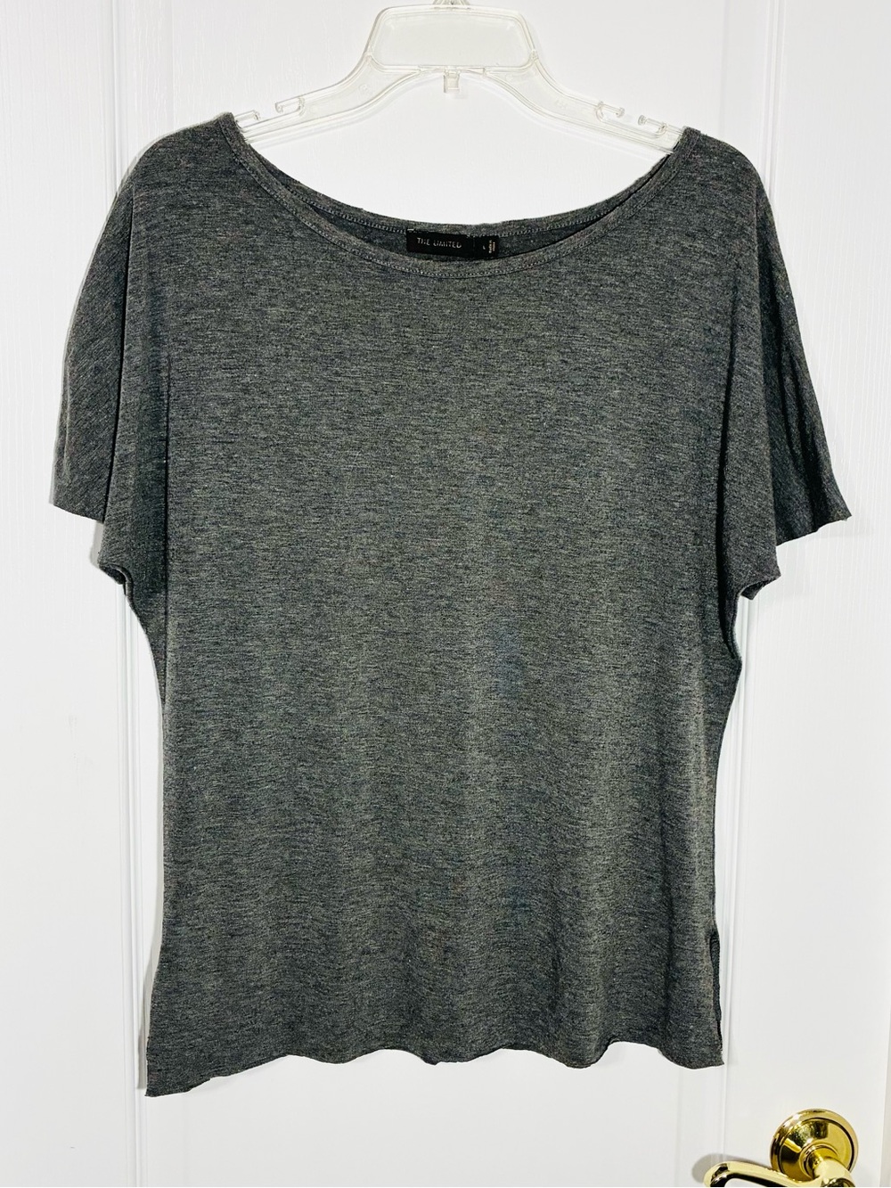 Y2K The Limited Raw Edge Soft Knit Dolman Sleeve Top Heather Gray Size Large